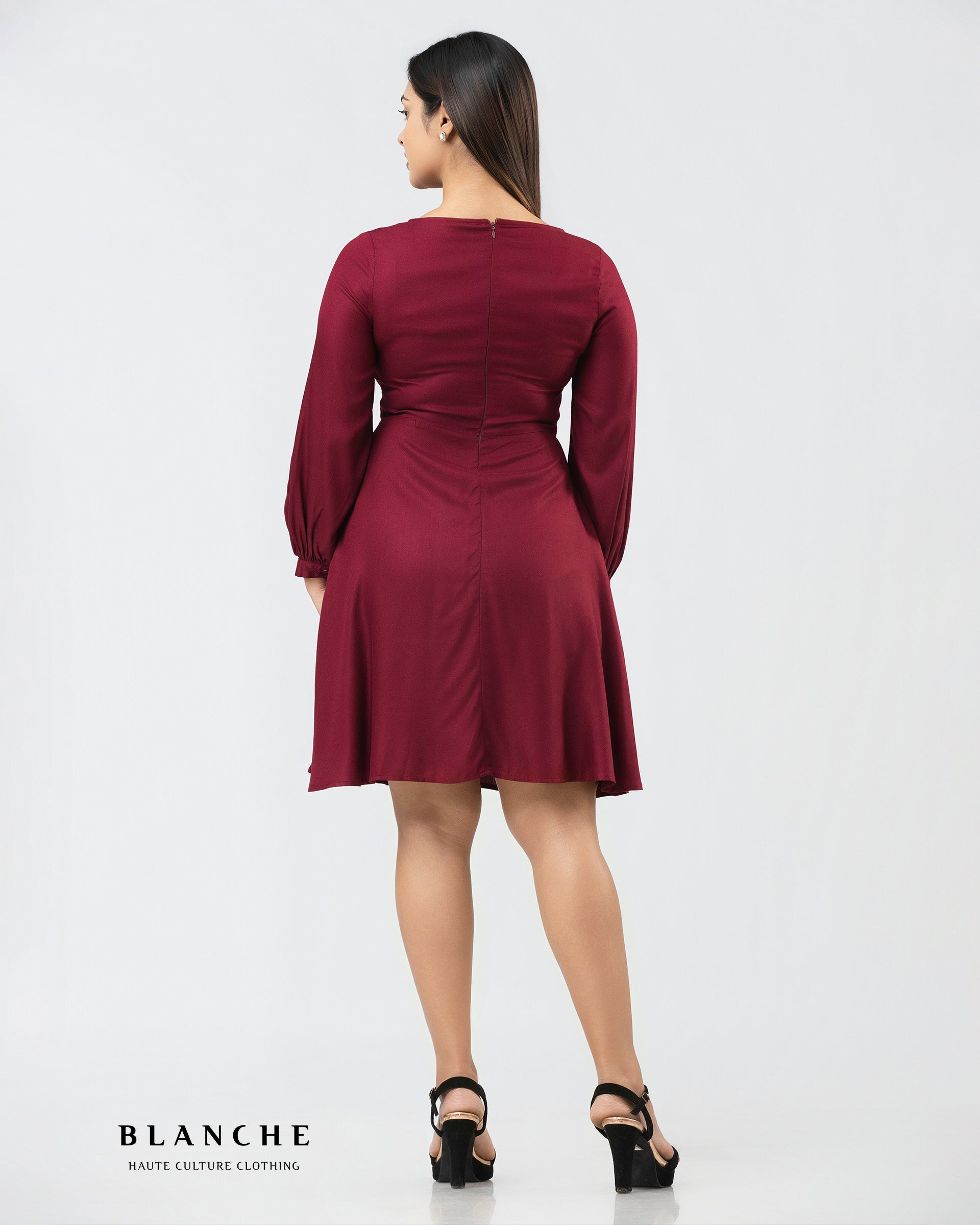 Flowy Short Dress Maroon