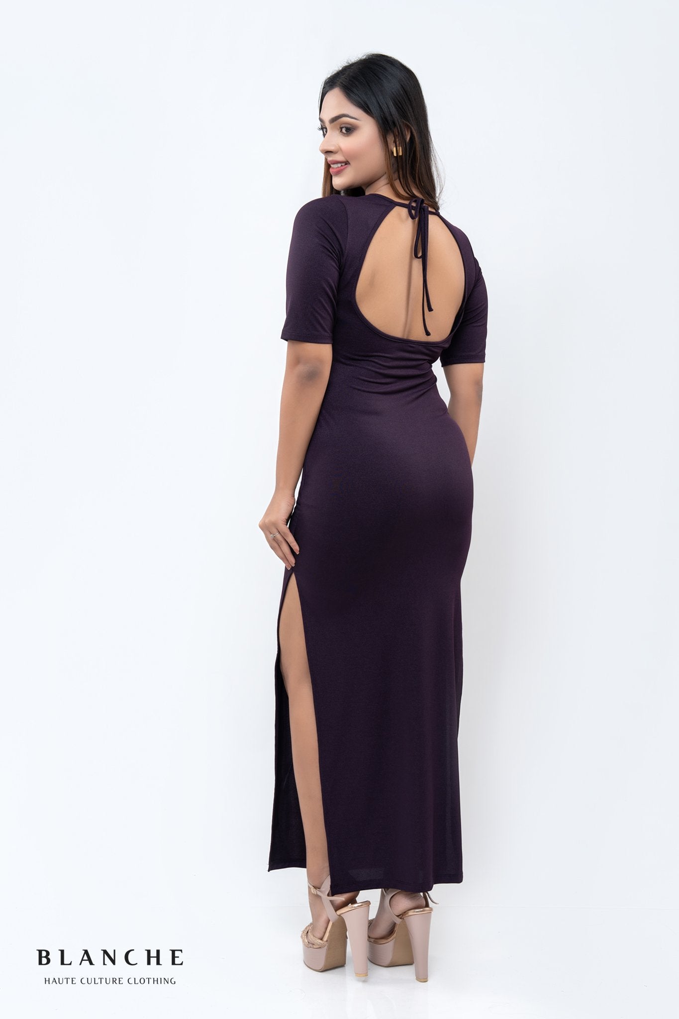 Back Tie Thigh Split Dress