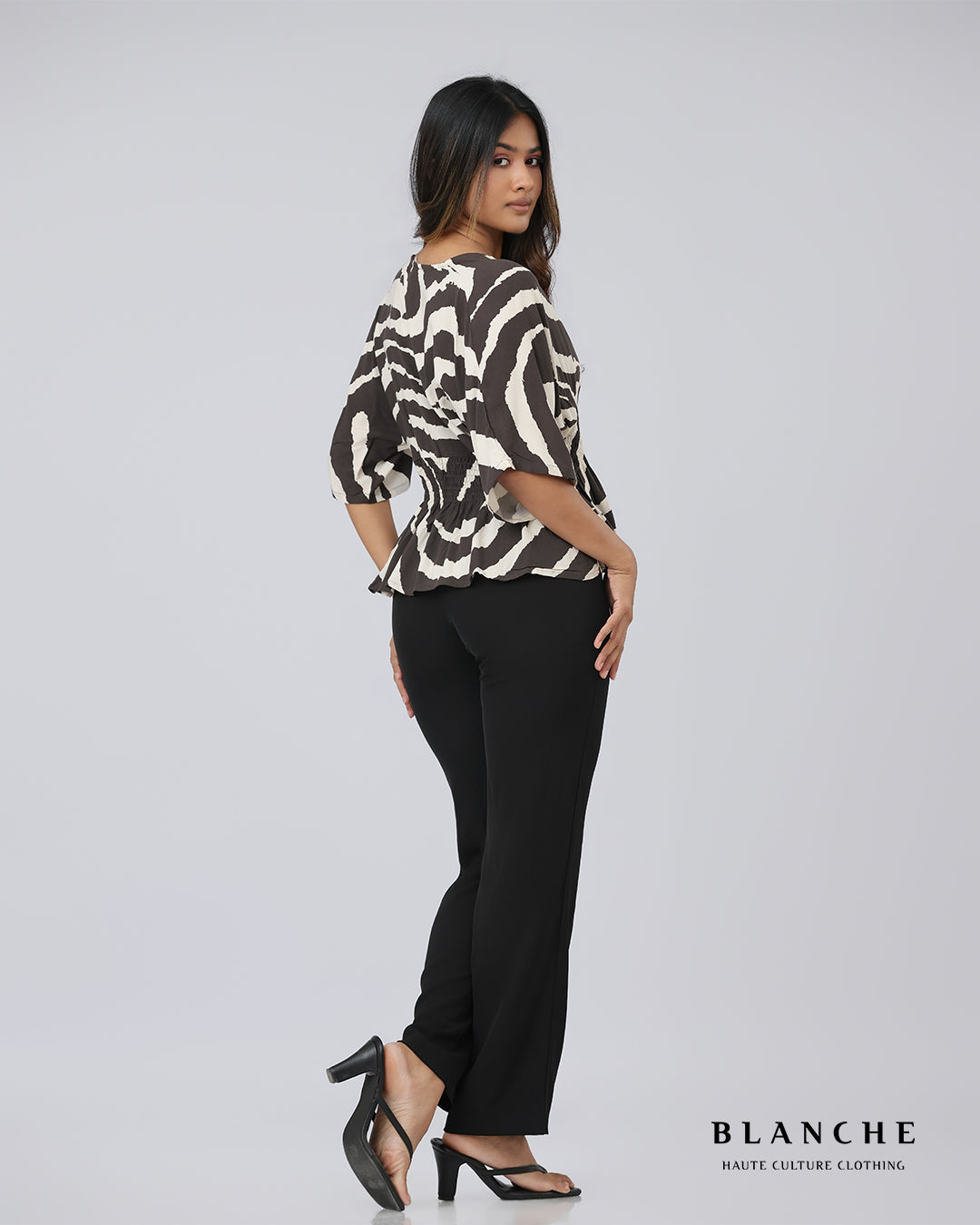 Tiger Printed Smocked Waist Top - BG139