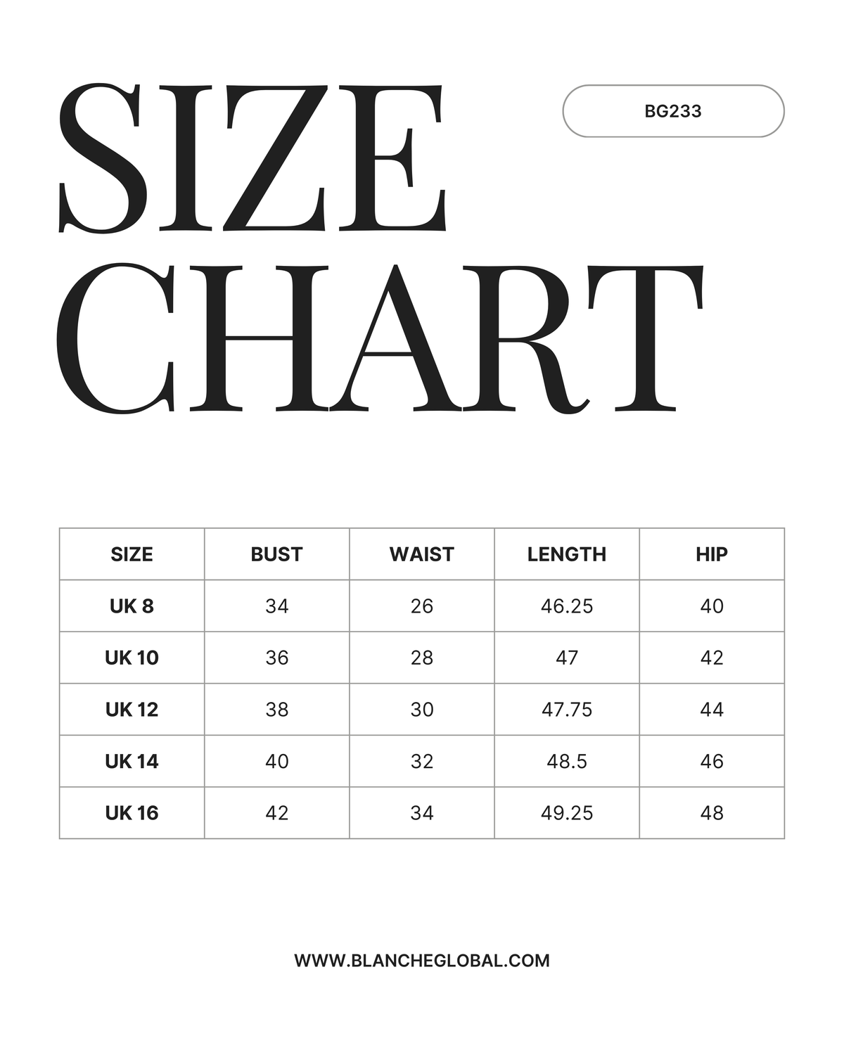 Classic Coastal Striped Midi Dress - BG233 - Size chart