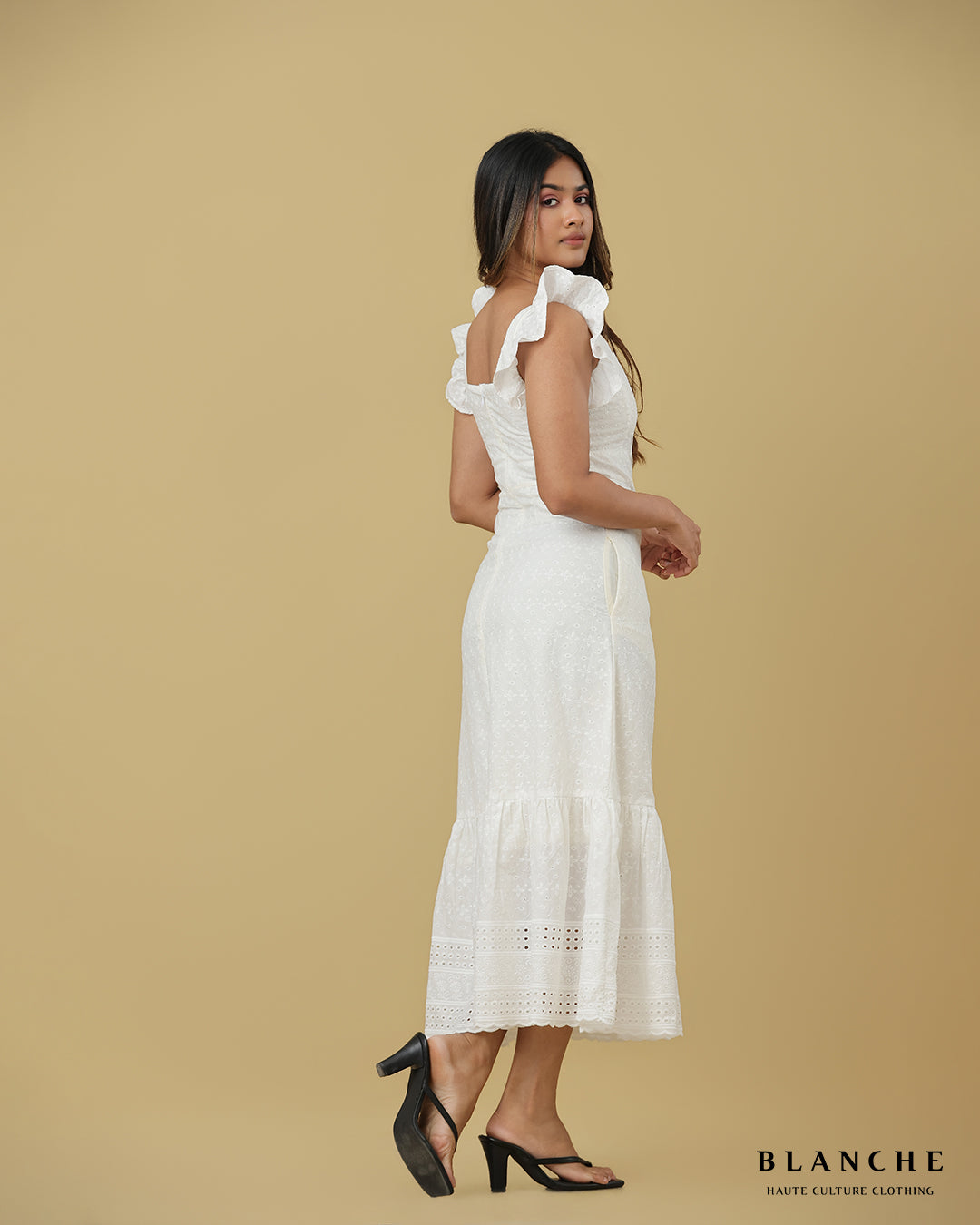 Ruffle Sleeve Cutlawn Dress - BG201