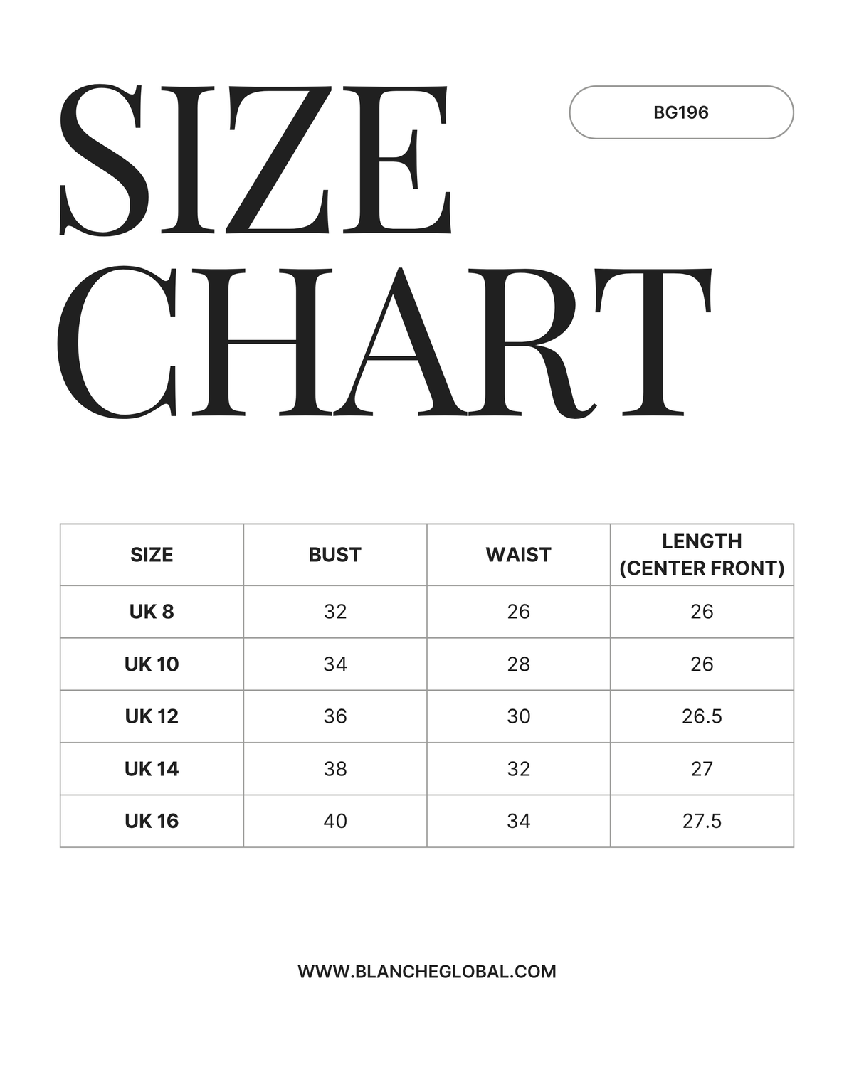Pink Tie-Shoulder Corset Mini Dress - BG196 - Size chart