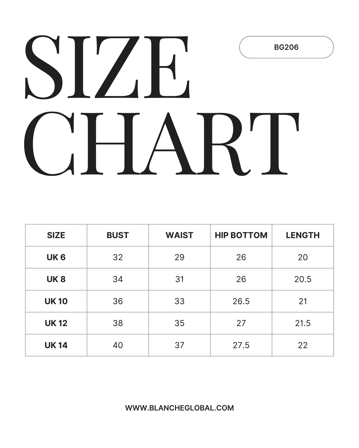 Tie-Front Boho Blouse - BG206 - Size chart