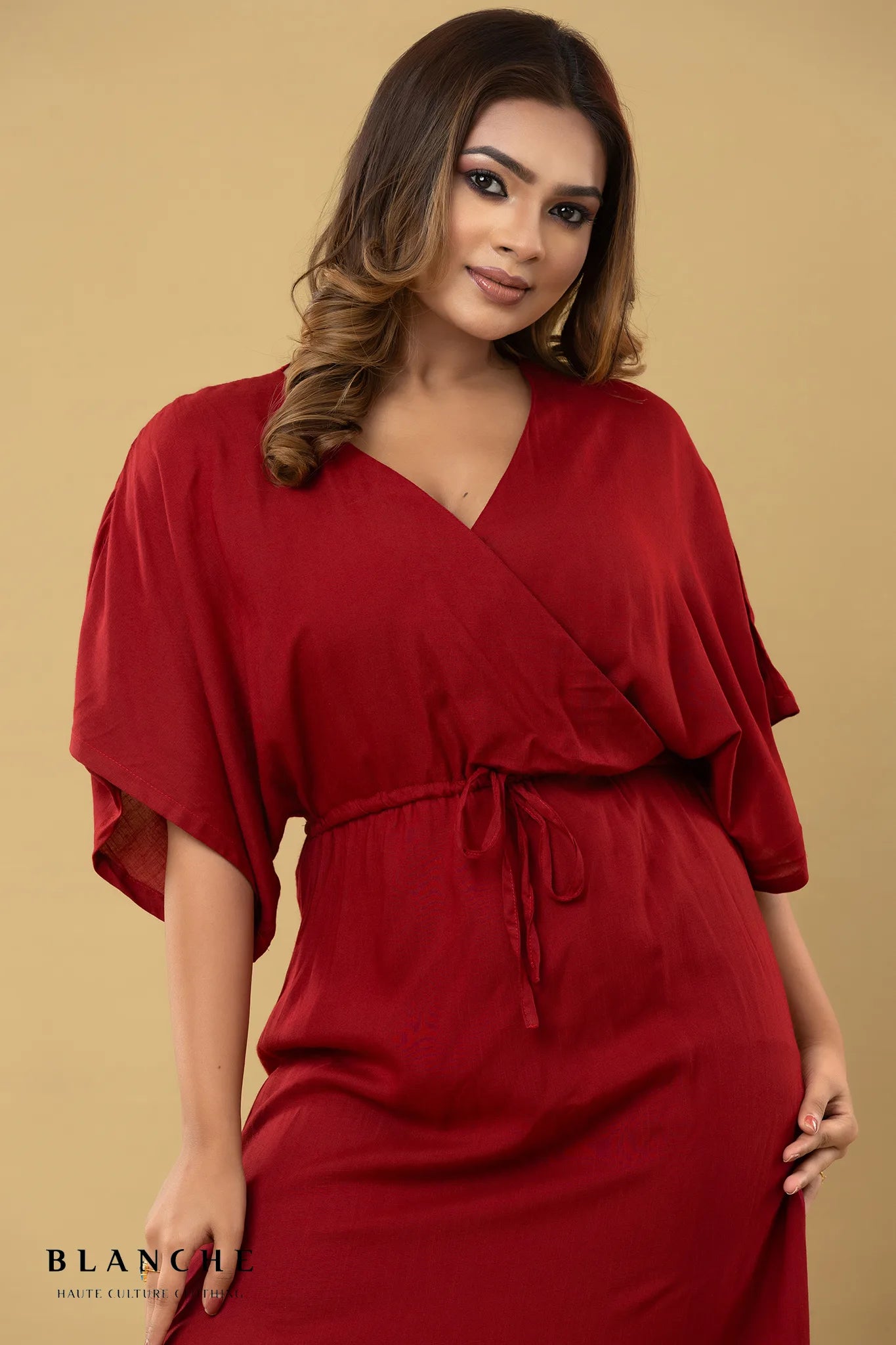 Drawstring Drape Maxi Dress