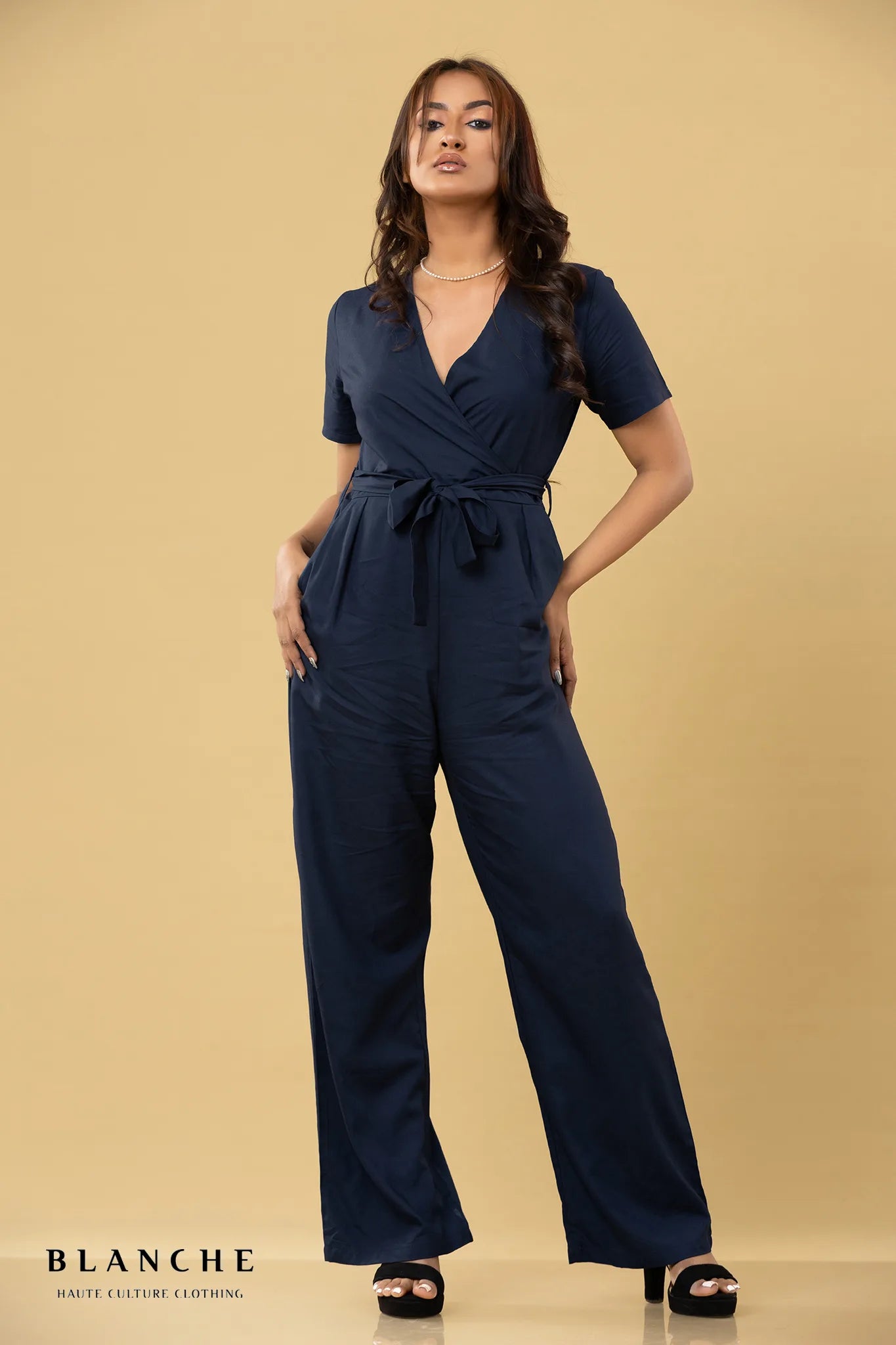 Navy Wrap Jumpsuit