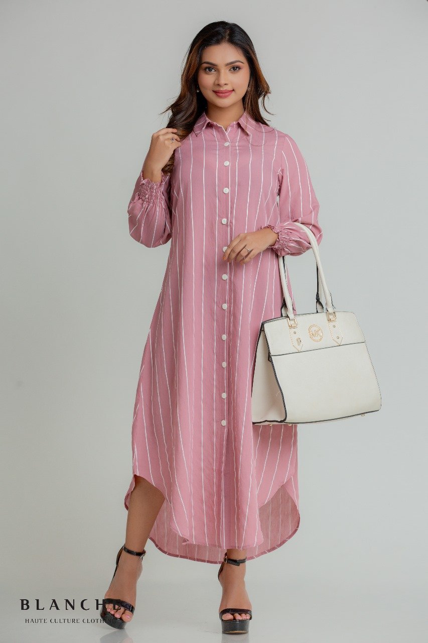 Pink Stripe Shirt Dress