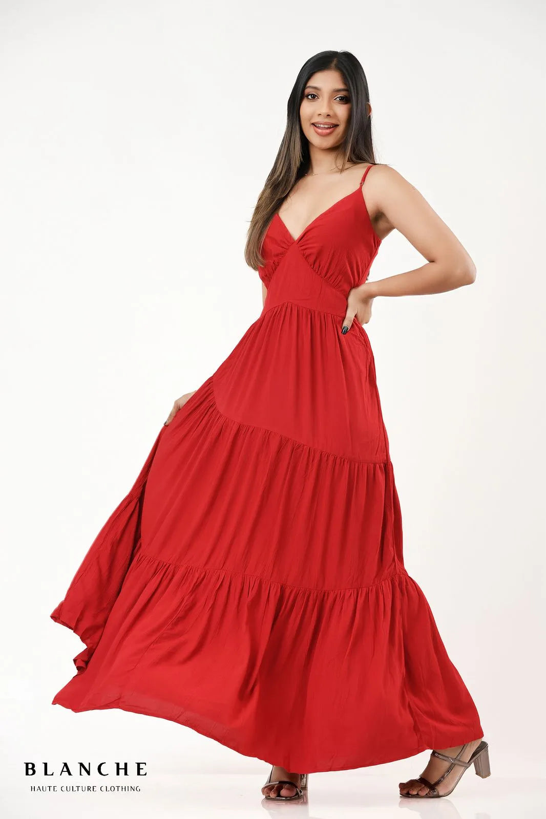 Tiered Maxi Dress - Red