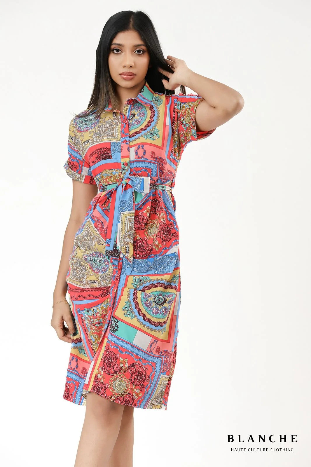 Boho Patchwork Shirt Dress