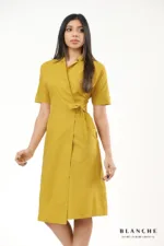 Golden Mustard Wrap Dress