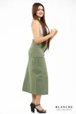 Olive Cargo Maxi Skirt - Image 2