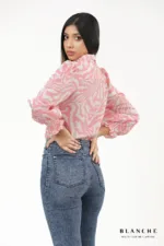 Soft Swirl Button-Up Blouse - Image 2