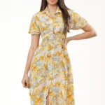 Yellow Floral Shirt Dress