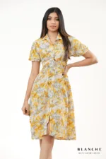 Yellow Floral Shirt Dress