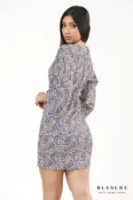 Paisley Tie-Front Mini Dress - Image 3