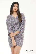 Paisley Tie-Front Mini Dress - Image 2