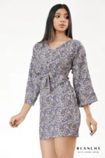 Paisley Tie-Front Mini Dress