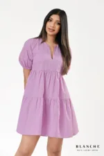 Lilac Puff Sleeve Mini Dress - Image 2