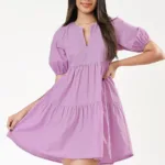 Lilac Puff Sleeve Mini Dress