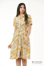 Yellow Floral Shirt Dress - Image 2