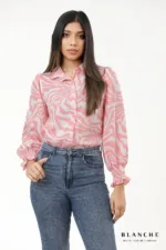 Soft Swirl Button-Up Blouse