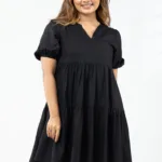 Black Puff Sleeve Mini Dress