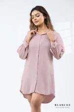 Linen Soft Rose Shirt Dress