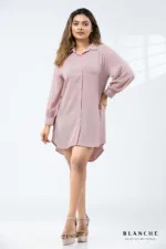 Linen Soft Rose Shirt Dress - Image 2