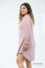 Linen Soft Rose Shirt Dress - Image 3