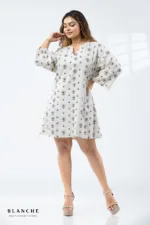Allover Print Sand Bloom Mini Dress