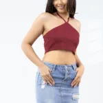 Crimson Twist Ribbed Top