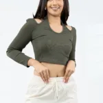 Cutout Olive Ribbed Top