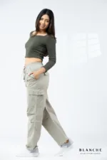 Olive Long Sleeve Ribbed Top - Image 2