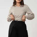 Beige Asymmetric Button Shirt