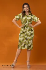 Boho Patchwork Shirt Dress - Light Green