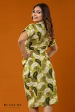 Boho Patchwork Shirt Dress - Light Green - Image 2