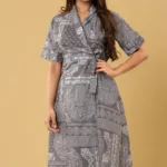 Geometry Print Wrap Dress
