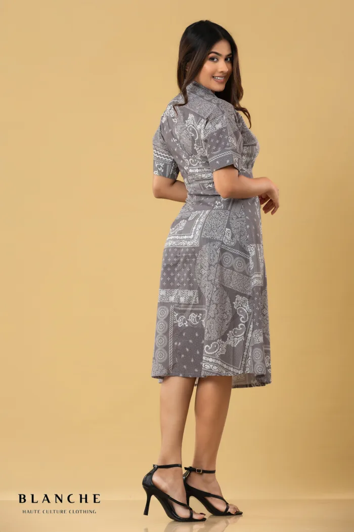 Geometry Print Wrap Dress - Image 3
