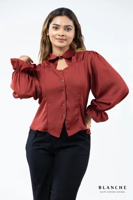 Ruffled Button-Up Blouse