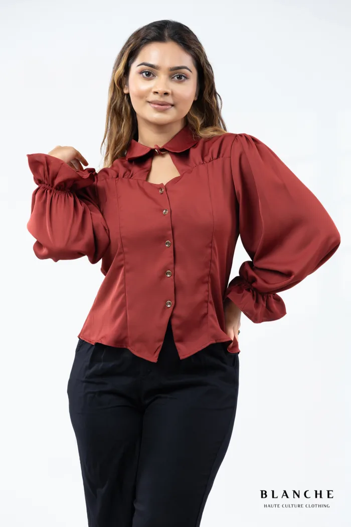 Ruffled Button-Up Blouse - Image 1