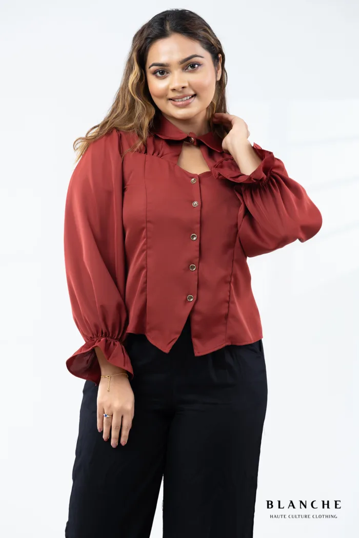 Ruffled Button-Up Blouse - Image 2