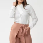 Ivory Tie-Neck Shirt