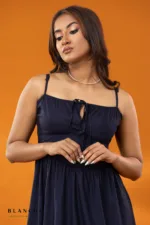 Navy Knot Mini Dress - Image 3