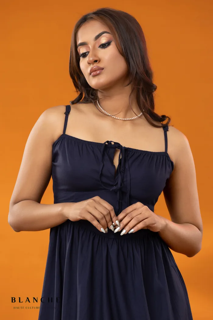 Navy Knot Mini Dress - Image 3