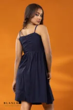 Navy Knot Mini Dress - Image 2