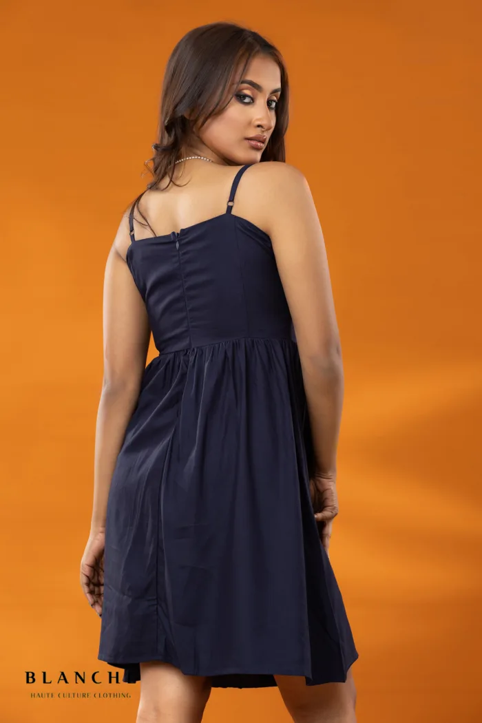 Navy Knot Mini Dress - Image 2