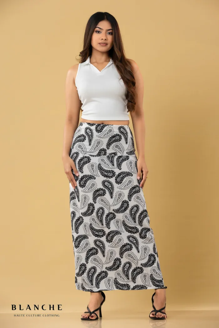 Paisley Print Slit Skirt - Image 1