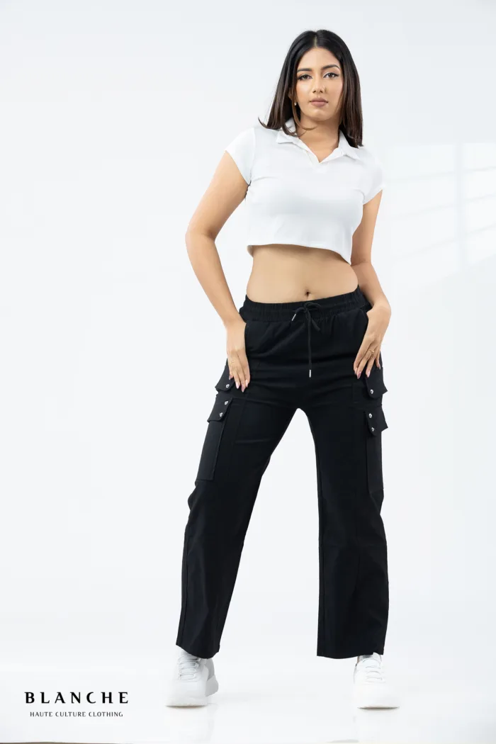 Polo Rib Crop Top - Image 1