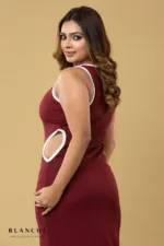 Sidecut Maxi Dress - Red - Image 2