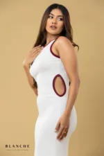 Sidecut Maxi Dress - White - Image 2