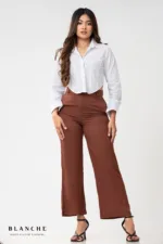 Terracotta Wide-Leg Office Pants - Image 2